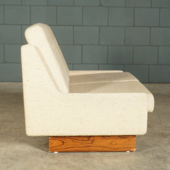 Vintage two-seater sofa – beige fabric – 1960s – 2 seaters, Textile (photo 8 of 16)