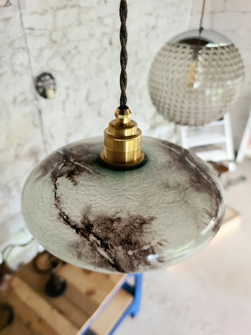 Vintage Art Deco Pendelleuchte aus marmoriertem Glas - Deutschland