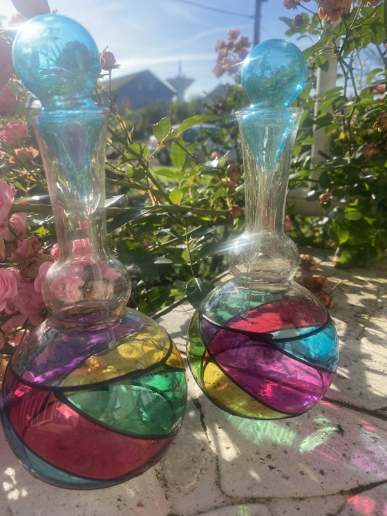 Image 1 of 2 Flacons De Verre D'Art Italien