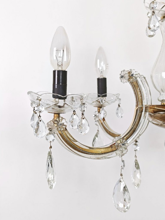 Image 1 of Antique French Chandelier with crystals Drops, 5 lights Baroque style dinning room chandelier