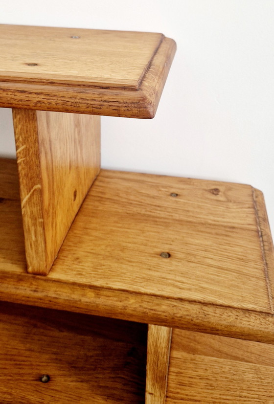 Image 1 of Lage plank in brutalistische stijl - massief eiken - jaren 1940