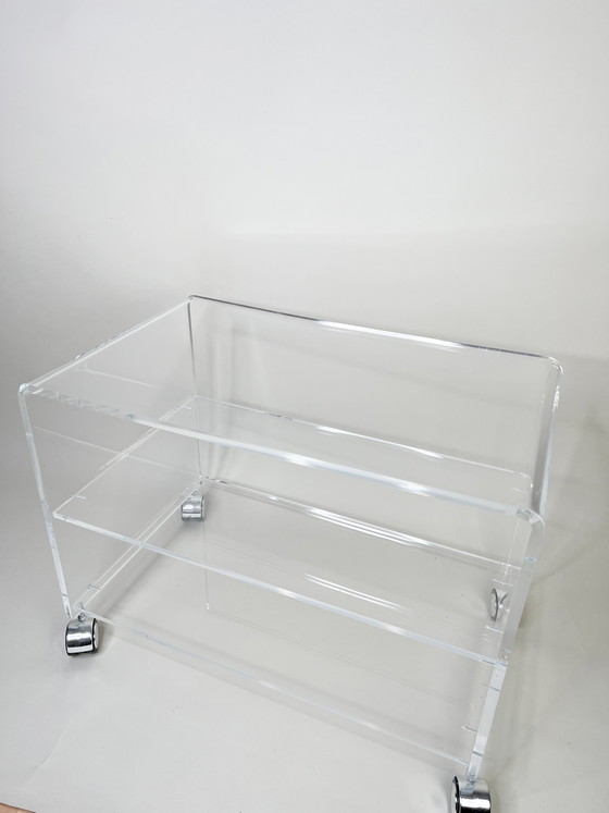 Image 1 of Plexiglas trolley, rolling cart, acrylic, vintage HiFi, space age