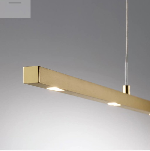 Nouveau ! Quitani/Lucande Led Suspension Lamp Tolu, Length 139 Cm, Brass