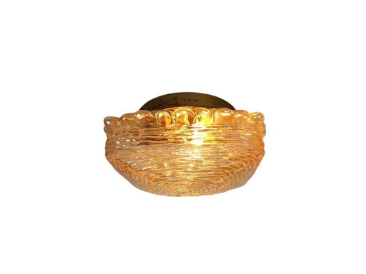 Glashütte Limburg - Ambra - lampada da soffitto - vetro - metallo - anni '70