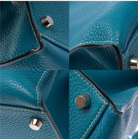 Image 1 of Borsa HERMES Kelly 32 in cuoio blu - 103442