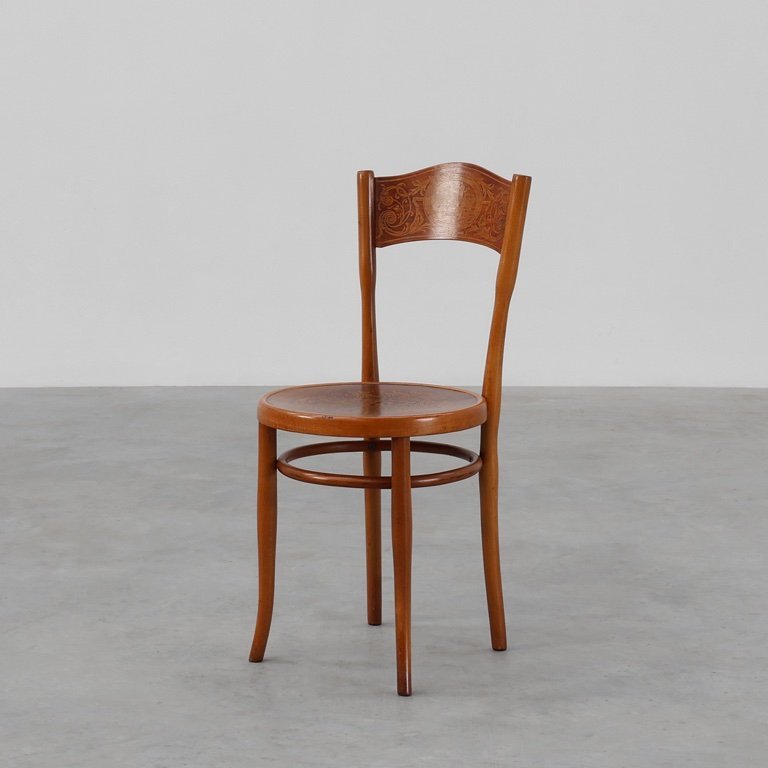 Silla Art Decó de madera curvada de J J Kohn, Austria 1910