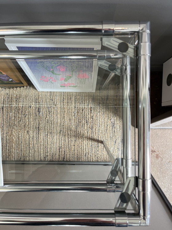 Image 1 of Quality glass / chrome side table Bauhaus style
