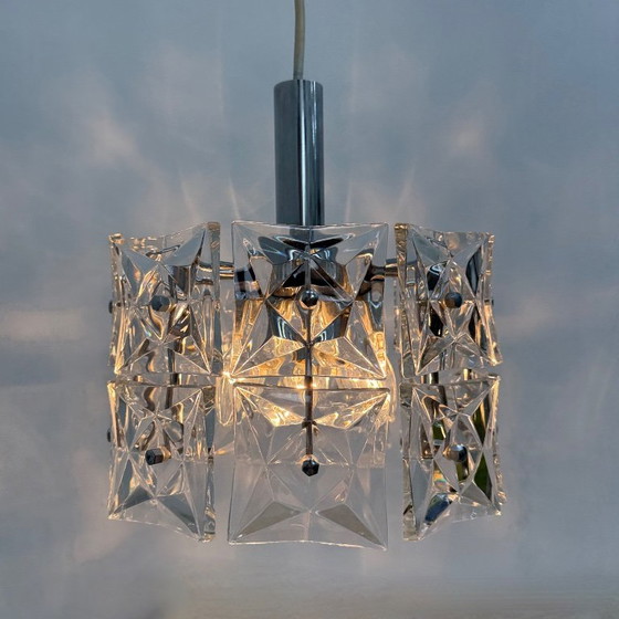 Lampada a sospensione in plexiglass, cromo, Kinkeldey, Lampade a sospensione, Trasparente, Space Age (foto 2 di 11)