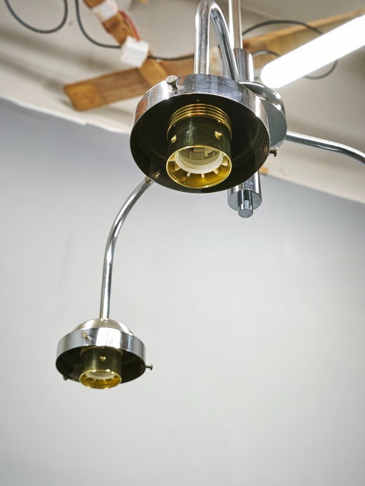 1940s Czech Bauhaus Chandelier with Opaline Glass Globes
