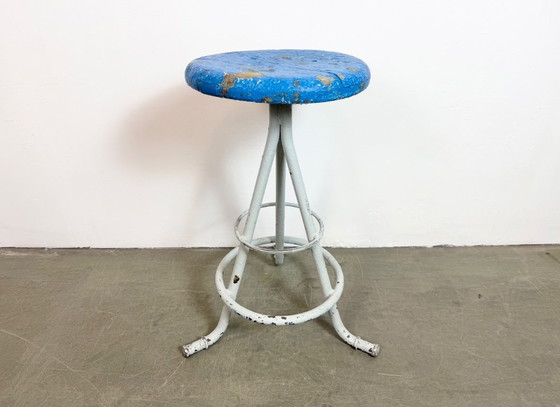 Image 1 of Grey Industrial Workshop Stool, 1960s