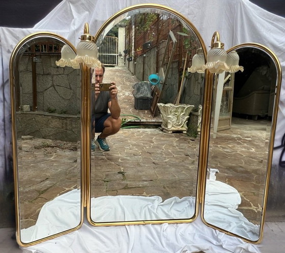 Image 1 of Vintage gold brass mirror