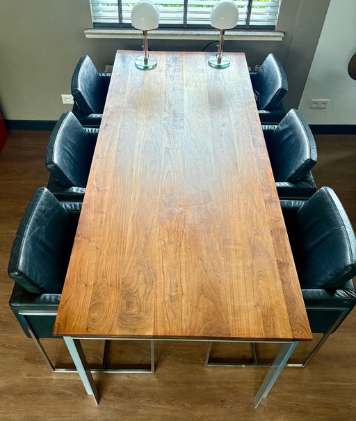 🖤 ​​Chaises de salle à manger Harvink « Forum » (x6) + table design 220 x 90 cm – bois de cerisier