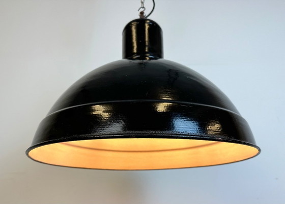 Image 1 of Industrial Black Enamel Factory Pendant Lamp, 1950s