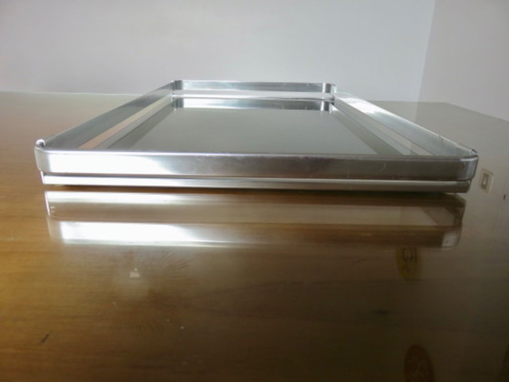 Image 1 of Sehr großes Tablett, MB Italia für Roche Bobois, Aluminium und Rauchglas, 1970