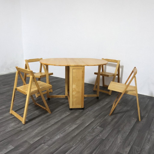 Folding Table and Chair Set, Scandinavian Design, 1980s Modern Antiques