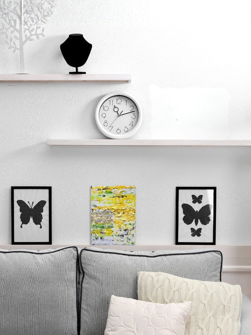 Abstract painting VOLT Limoncello - original modern artwork 18 x 24 cm.