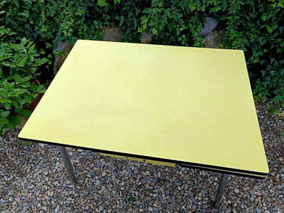 Image 1 of 1960s vintage lemon-yellow formica table