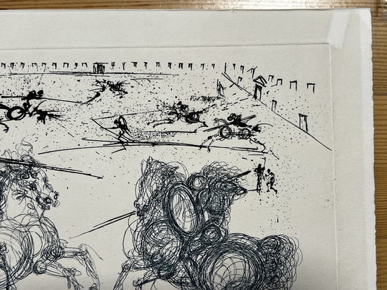 Image 1 of Salvador Dalí, Les Cavaliers Bleus, 1969, Signed Plate Etching, Cataloged , Blue
