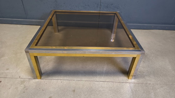 Image 1 of Vintage chrome and brass coffee table in the manner of Romeo Rega, 1970s