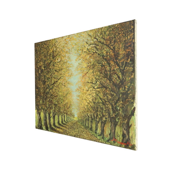 Image 1 of Groot Vintage Schilderij Bomen