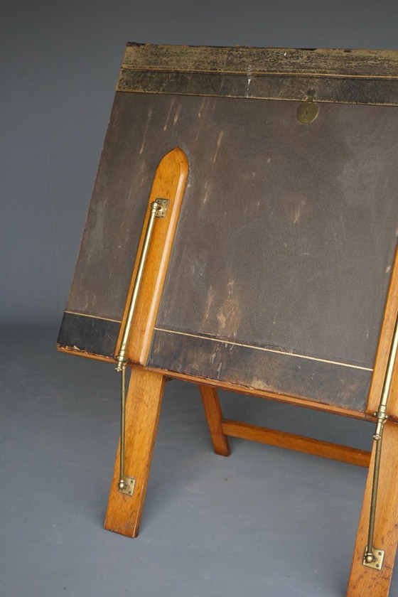 Image 1 of Antique Oak Folio Stand from Bunyard of London, 1890s