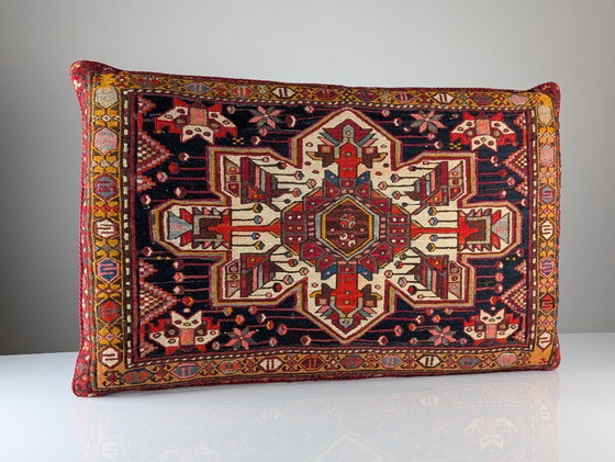 Image 1 of Gran cojín de suelo kilim soumak caucásico, de lana, mediados del siglo XX