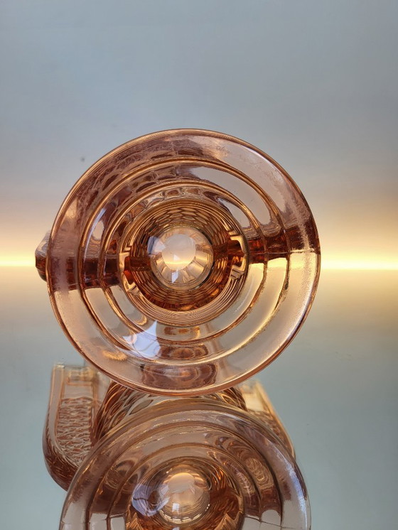 Image 1 of Jarrón Art déco Val Saint Lambert, serie Luxval modelo Romeo, color rosa, Bélgica