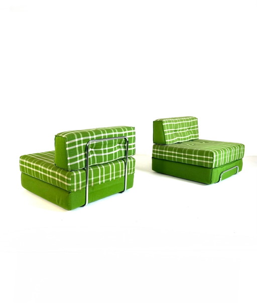Set of 2 vintage convertible armchairs, Germany '80s