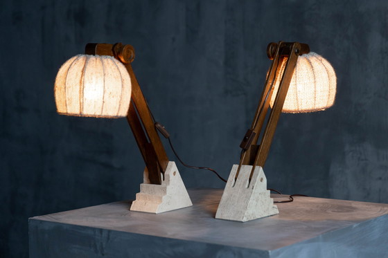 Image 1 of Mid Century Brutalistische tafellampen, Frankrijk, 1960