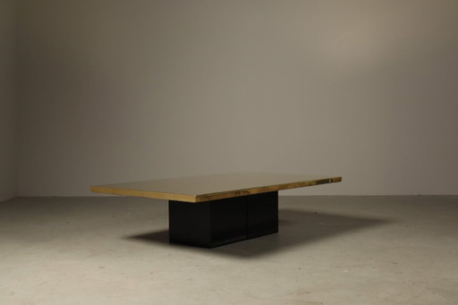 Mesa de centro de latón grabado de Christian Heckscher, Bélgica, década de 1970.