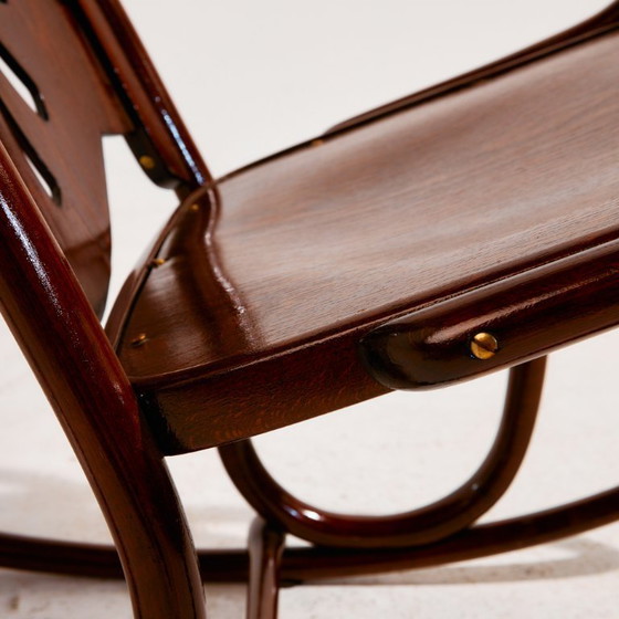 Image 1 of MK8961 Sedia a dondolo in faggio restaurata di Gustav Siegel per Jacob & Josef Kohn