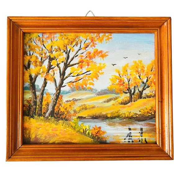 Set of Small Oil Paintings Four Seasons Wooden Frame 1960s – Paintings & Drawings (photo 5 of 7)