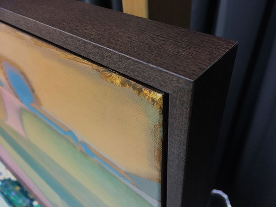 Image 1 of Cuadro original "Vista del verano", 70 x 50 cm, incl. marco de madera auténtica con hueco para sombra y colgador