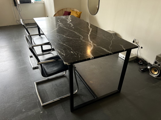 Black Marble Dining Table – Metal (photo 5 of 5)