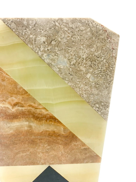 Jaren 60 gekleurde marmeren vierkante vaas – Decoratieve objecten (photo 6 of 7)