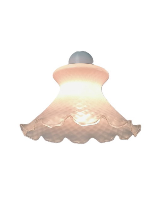 Lampada a sospensione vintage Venini in vetro di Murano rosa chiaro, metà anni '50