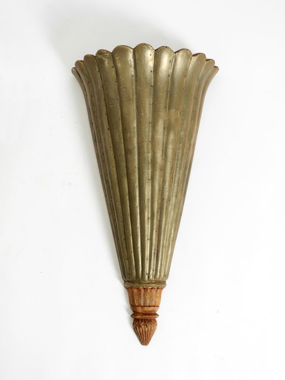 Two Large, Rare 1950s Wall Lamps Made of Wood With Aluminum Cladding – Wall lights (photo 5 of 20)