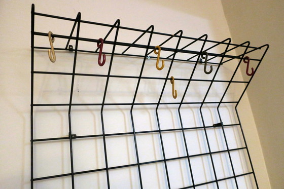 Image 1 of String Metal Wall-Mounted Coat, Hat and Umbrella Rack, 1960s