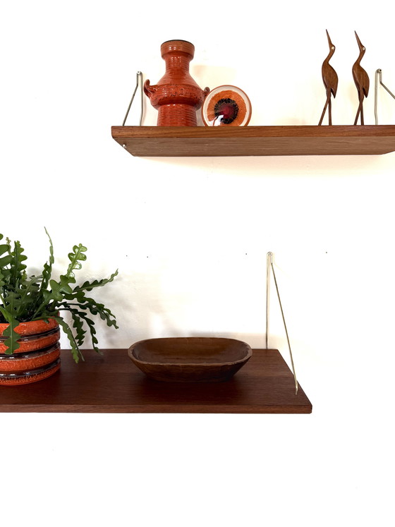 Image 1 of Ensemble de 2 panneaux muraux vintage en teck des années 60