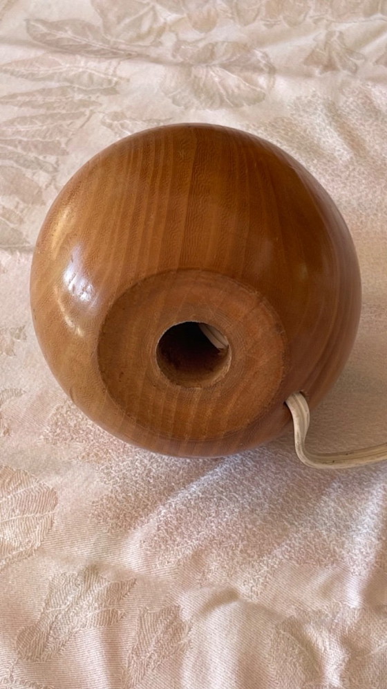 Scandinavian Mid-Century Wooden Sphere Table Lamp – Plastic (photo 5 of 10)