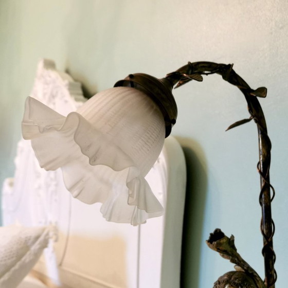 Image 1 of ANTIQUE BRONZE LAMP WITH ANGEL