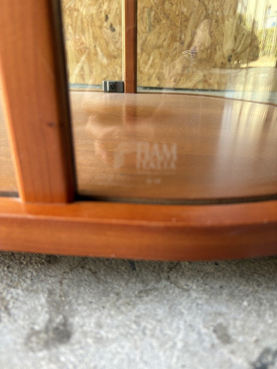 Image 1 of Vintage Fiam Italia oval cherry wood and glass display cabinet