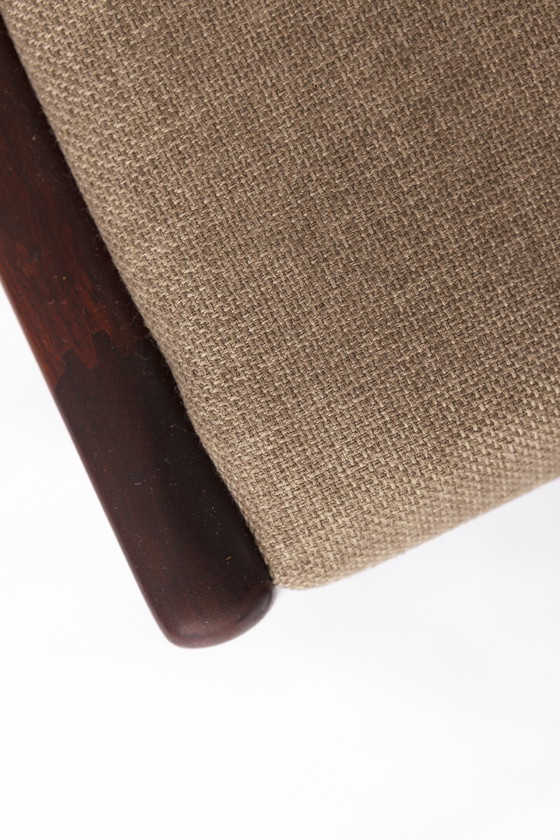 Image 1 of Set of 4 Vintage Teak Chairs | 1960s-70s Mid-Century Modern Seating | Wide Backrest & Reupholstered Seats