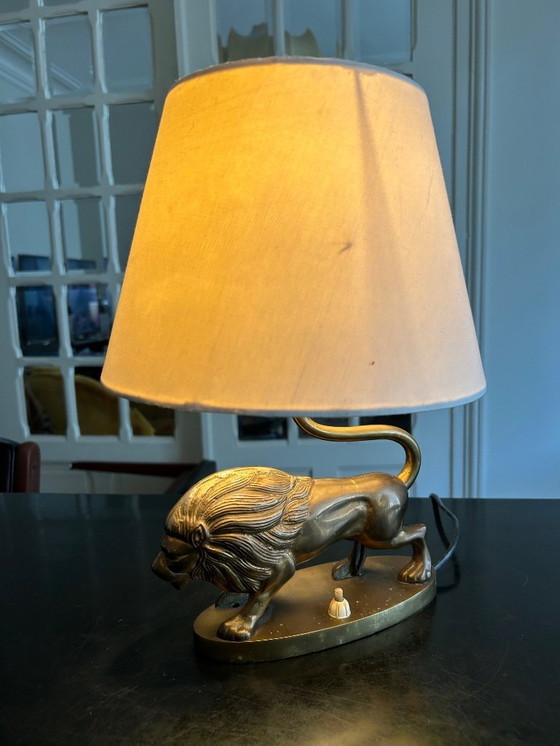 Image 1 of Vintage Brass "Lion" Lamp