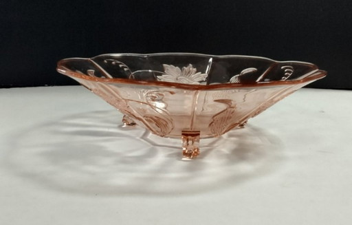 ciotola in vetro rosa con motivo floreale