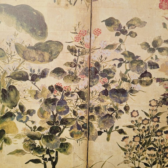Image 1 of Afdruk op papier, fragment van “Zomer- en herfstbloemen”, Tawaraya Sōtatsu, Rimpa-school, jaren 90 - Japan