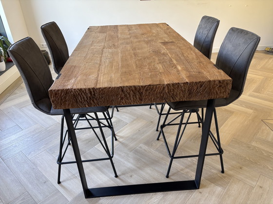 Image 1 of Teak bar table with 4 XOOON stools