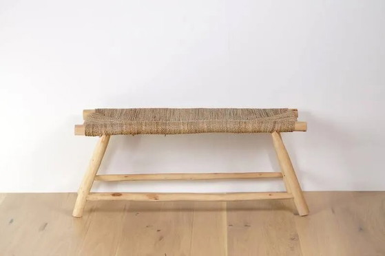 Panca marocchina artigianale in legno e corda 100x40x40cm – Panche (photo 2 of 9)