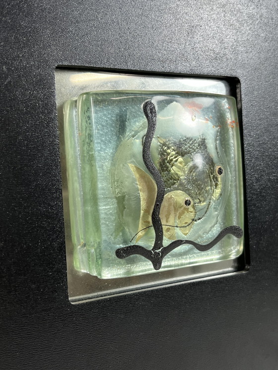 Image 1 of 2 obras de arte en vidrio "Leerdam" enmarcadas