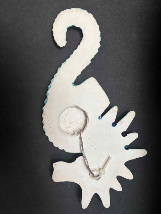 Image 1 of Zeepaardjes decoratie, patina blauwe muurdecoratie, kunst, kustdecoratie, aquablauwe keuken, strand